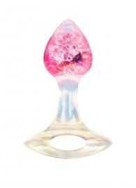 Розоватая анальная пробка с руской - 8,5 см. - AnaLove