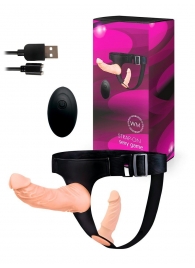 Женский страпон с 2 насадками, вибрацией и пультом ДУ - Erowoman-Eroman - купить с доставкой в Абакане