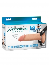 Телесный пустотелый фаллопротез 5’’ Hollow Silicone Strap-On - 14 см. - Pipedream - купить с доставкой в Абакане