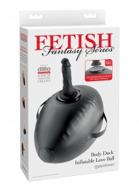Черный надувной мяч с платформой для фиксации дилдо Body Dock Inflatable Love Ball - Pipedream - купить с доставкой в Абакане