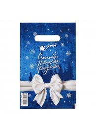 Сине-белый подарочный новогодний пакет с вырубной ручкой (20х30 см) - Сима-Ленд - купить с доставкой в Абакане