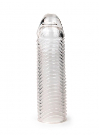 Прозрачная закрытая насадка на пенис с ребрышками - 16 см. - Sex Expert - в Абакане купить с доставкой