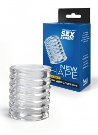 Прозрачная сквозная насадка на пенис с ребрышками - Sex Expert - в Абакане купить с доставкой