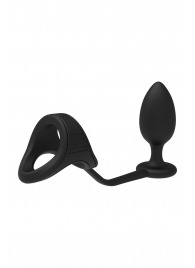 Черное эрекционное кольцо с анальной пробкой Cockstrap With Anal Plug - Dream Toys - в Абакане купить с доставкой