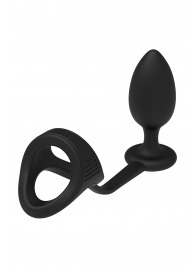 Черное эрекционное кольцо с анальной пробкой Cockstrap With Anal Plug - Dream Toys - в Абакане купить с доставкой