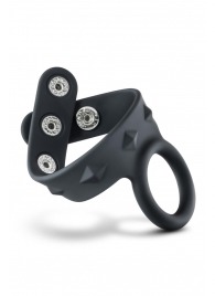 Черное эрекционное кольцо с подхватом мошонки на кнопках VS6 - Blush Novelties - в Абакане купить с доставкой