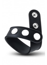 Черное эрекционное кольцо на кнопках - Blush Novelties - в Абакане купить с доставкой