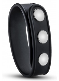 Черное эрекционное кольцо на кнопках - Blush Novelties - в Абакане купить с доставкой