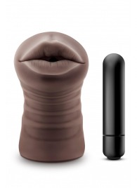 Коричневый мастурбатор-ротик Krystal Vibrating Masturbator - Blush Novelties - в Абакане купить с доставкой