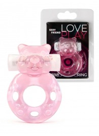 Розовое эрекционное виброкольцо в форме мишки - 1137 - в Абакане купить с доставкой