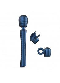 Синий вибромассажёр с насадками Man.wand Edgy - Manwan - в Абакане купить с доставкой