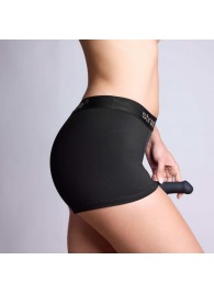 Черные трусики-боксеры для фиксации насадок Strap-on-me Harness Lingerie Allure - size XL - Strap-on-me - купить с доставкой в Абакане