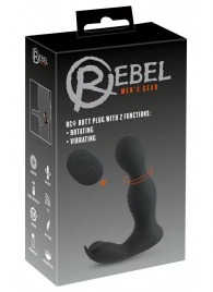 Черная анальная пробка с вибрацией, вращением и пультом ДУ RC Butt Plug with 2 Functions - Orion - в Абакане купить с доставкой