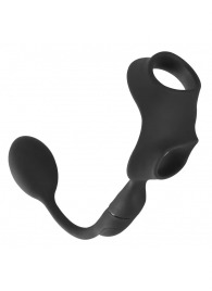 Черное виброкольцо с анальной пробкой Cock Ring with RC Butt Plug - Orion - в Абакане купить с доставкой