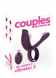 Фиолетовая насадка на член с клиторальным отростком и пультом ДУ RC Couple’s Vibrator 2 - Orion - в Абакане купить с доставкой