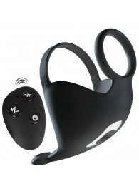 Черная вибронасадка для эрекции и стимуляции мошонки Cock ring with RC ball massager - Orion - в Абакане купить с доставкой