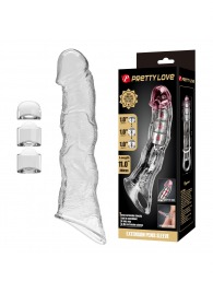 Прозрачный фаллоудлинитель с 3 вставками - 28 см. - Baile - в Абакане купить с доставкой