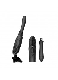 Черная секс-машина с функцией нагрева, насадками и присоской Sesh - Zalo - купить с доставкой в Абакане