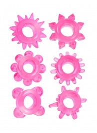 Набор из 6 розовых эрекционных колец с различным рельефом - Erowoman-Eroman - в Абакане купить с доставкой