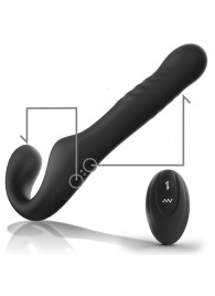 Черный безремневой страпон с вибрацией и возвратно-поступательными движениями - 24 см. - Ibiza - купить с доставкой в Абакане