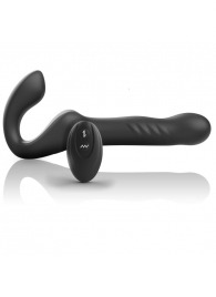 Черный безремневой страпон с вибрацией и возвратно-поступательными движениями - 24 см. - Ibiza - купить с доставкой в Абакане
