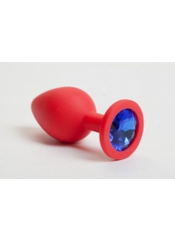 Красная силиконовая пробка с синим кристаллом - 9,5 см. - 4sexdreaM - купить с доставкой в Абакане