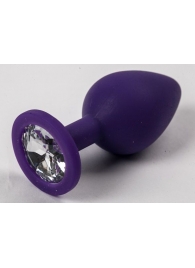 Большая фиолетовая силиконовая пробка с фиолетовым кристаллом - 9,5 см. - 4sexdreaM - купить с доставкой в Абакане