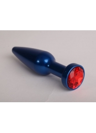 Синяя анальная пробка с красным кристаллом - 11,2 см. - 4sexdreaM - купить с доставкой в Абакане