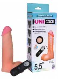 Фаллическая насадка Харнесс UNICOCK 5,5  с вибрацией - 17 см. - LOVETOY (А-Полимер) - купить с доставкой в Абакане