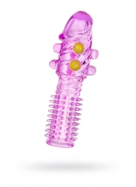 Гелевая фиолетовая насадка с шариками и шипами - 14 см. - Toyfa Basic - #SOTBIT_REGIONS_UF_V_REGION_NAME# купить с доставкой