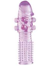 Гелевая фиолетовая насадка с шариками и шипами - 14 см. - Toyfa Basic - #SOTBIT_REGIONS_UF_V_REGION_NAME# купить с доставкой