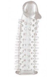 Прозрачная насадка на половой член с закрытой головкой и шипами - 12,5 см. - Toyfa Basic - в Абакане купить с доставкой