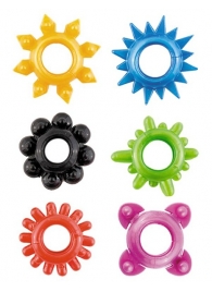 Набор из 6 разноцветных эрекционных колец - Toyfa Basic - в Абакане купить с доставкой