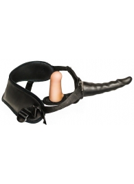 Женский страпон с чёрной насадкой и вагинальной пробкой - 17,5 см. - LOVETOY (А-Полимер) - купить с доставкой в Абакане
