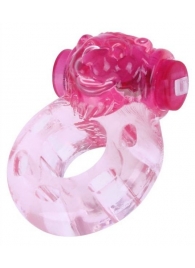 Розовое эрекционное виброкольцо  Медвежонок - White Label - в Абакане купить с доставкой