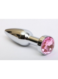 Удлинённая серебристая пробка с розовым кристаллом - 11,2 см. - 4sexdreaM - купить с доставкой в Абакане