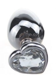 Серебристая пробка с прозрачным кристаллом-сердечком - 9 см. - 4sexdreaM - купить с доставкой в Абакане