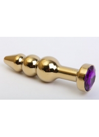 Золотистая анальная ёлочка с фиолетовым кристаллом - 11,2 см. - 4sexdreaM - купить с доставкой в Абакане