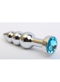 Серебристая анальная ёлочка с голубым кристаллом - 11,2 см. - 4sexdreaM - купить с доставкой в Абакане
