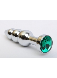 Серебристая анальная ёлочка с зеленым кристаллом - 11,2 см. - 4sexdreaM - купить с доставкой в Абакане