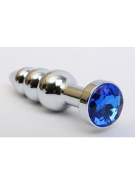 Серебристая анальная ёлочка с синим кристаллом - 11,2 см. - 4sexdreaM - купить с доставкой #SOTBIT_REGIONS_UF_V_REGION_NAME#
