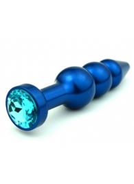 Синяя фигурная анальная пробка с голубым кристаллом - 11,2 см. - 4sexdreaM - купить с доставкой #SOTBIT_REGIONS_UF_V_REGION_NAME#