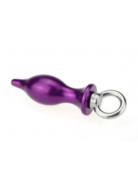 Фиолетовая металлическая анальная пробка с кольцом - 7 см. - 4sexdreaM