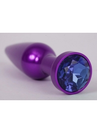 Фиолетовая анальная пробка с синим стразом - 11,2 см. - 4sexdreaM - купить с доставкой в Абакане