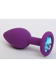 Фиолетовая силиконовая пробка с голубым стразом - 7,1 см. - 4sexdreaM - купить с доставкой в Абакане