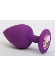 Фиолетовая силиконовая пробка с розовым стразом - 7,1 см. - 4sexdreaM - купить с доставкой в Абакане