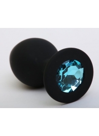 Чёрная силиконовая пробка с голубым стразом - 9,5 см. - 4sexdreaM - купить с доставкой в Абакане