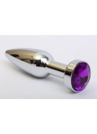 Удлинённая серебристая пробка с фиолетовым кристаллом - 11,2 см. - 4sexdreaM - купить с доставкой в Абакане