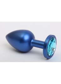 Синяя анальная пробка с голубым кристаллом - 8,2 см. - 4sexdreaM - купить с доставкой в Абакане