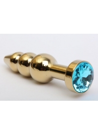Золотистая анальная ёлочка с голубым кристаллом - 11,2 см. - 4sexdreaM - купить с доставкой в Абакане